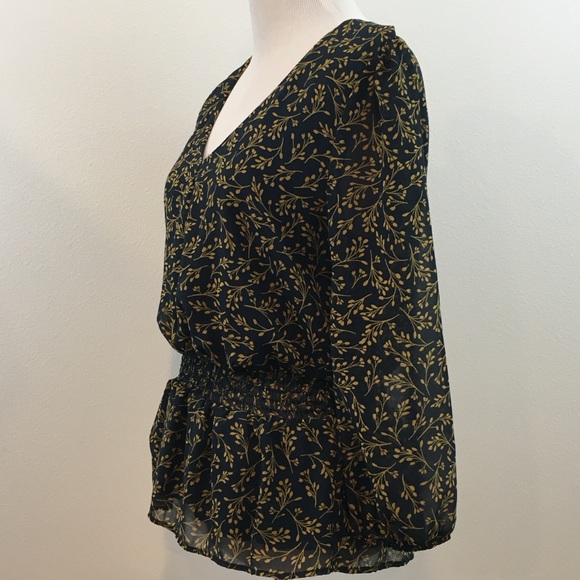 Everly | Dark Blue w/ Golden Yellow Floral Top - Picture 3 of 9